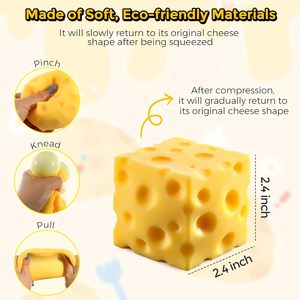 KJKJ Squishy en forme de bloc de fromage (5 cm) en matériau TPR, jouet à presser anti-stress et sensoriel, cadeau fantaisie pour le bonhomme de Noël et <span class=keywords><strong>anniversaire</strong></span> - Product Image 2