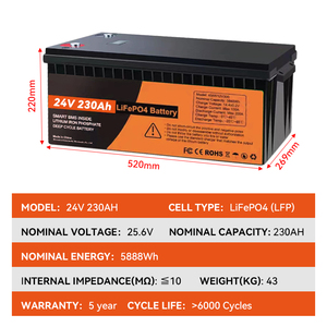 Batterie lithium-ion 24V 230Ah, 6000 cycles, garantie 5 ans, pour l'énergie solaire domestique et les applications marines, 24V 200Ah - Product Image 5