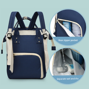 Bolsa de fraldas de couro personalizada dobrável à prova d'água, mochila portátil para berço de maternidade, sacola de viagem para bebês - Product Image 5