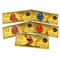 Juego de Billetes Conmemorativos de Pac-man con Lámina de Oro, Bañados en Oro de 24k, Coleccionable Retro de Videojuegos, Regalo Novedoso para Gamers