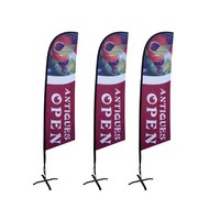 Drapeaux de plage promotionnels en forme de larme avec mât, en polyester durable, impression numérique