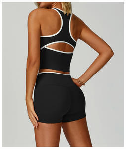 حمالة صدر رياضية عالية الجودة بتصميم جديد للنساء ، حمالة صدر رياضية لليوغا سريعة الجفاف برقبة على شكل حرف V ، تانك للياقة البدنية مسامي بأربعة طرق للتمدد - Product Image 5