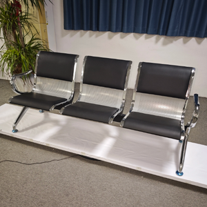 Banc d'attente robuste en cuir avec coussin pour salon de coiffure, aéroport, réception et salle d'attente - Product Image 3