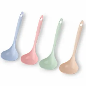 BPA Free Lúa Mì Rơm Nhựa Súp Ladle Phân Hủy Sinh Học Đầy Màu Sắc Súp Muỗng Dụng Cụ Nhà Bếp