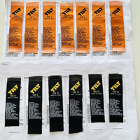 Étiquettes de vêtements personnalisées blanches pour fabricants, étiquettes de lavage en tissu tissé, étiquettes privées avec logo pour vêtements