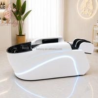 Lit de massage électrique multifonctionnel moderne en cuir synthétique avec bassin en céramique, thérapie par circulation et éclairage de salon