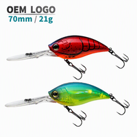 Leurre de pêche en eau salée 70mm 21g, crankbait à laser interne pour plongée profonde, corps épais, pour rochers et récifs, lèvre surdimensionnée, 8 couleurs, vente en gros