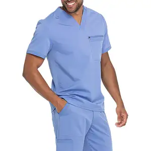 Men's Scrub Suit Medical Uniforms Short Sleeve Full Set Nurse Set Hospital Uniform Surgical Scrub Uniform