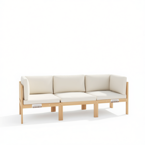 Sofá de Jardín de 3 Plazas de Madera de Acacia Sólida Color Crema, Muebles de Exterior Duraderos, Diseño Minimalista - Product Image 1