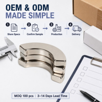 Produsen Magnet disesuaikan kelas tinggi industri NdFeB permanen Arc magnetik N42SH N45SH Arc Magnet Neodymium untuk Motor