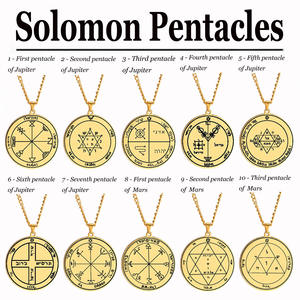 Pendentif en or avec sceau de Salomon, amulette Jupiter, Mars, Mercure, Lune, Saturne, Soleil, Vénus - Product Image 4
