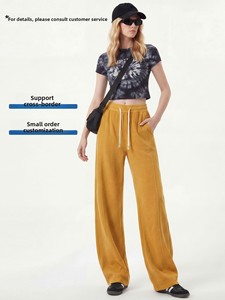 <span class=keywords><strong>Pantaloni</strong></span> Casual da Donna a Vita Alta Modello Banana Primavera 2025, Gamba Larga, Lunghezza al Pavimento, in Poliestere Spandex con Chiusura a Coulisse, per Ragazze Curvy - Product Image 2