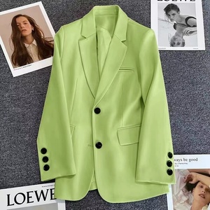 Blazer tissé uni kaki pour femme, style haut de gamme 2023, décontracté <span class=keywords><strong>et</strong></span> élégant, veste tendance en <span class=keywords><strong>laine</strong></span>/<span class=keywords><strong>soie</strong></span> - Product Image 3