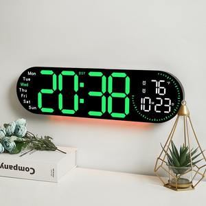 Horloge murale numérique LED moderne Huayang 5509 avec affichage surdimensionné, double alarme et minuterie <span class=keywords><strong>de</strong></span> compte à rebours pour la décoration <span class=keywords><strong>de</strong></span> la maison et <span class=keywords><strong>du</strong></span> bureau - Product Image 1