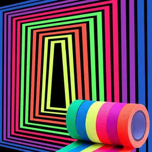 EONBON UV Blacklight Reactive (confezione da 6), nastro in cotone UV Glow Neon Gaffer Party Tape Safety Super Bright per forniture per feste Glow