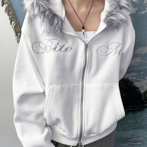Sudadera con Capucha de Punto Bordada Estilo Y2K Invierno 2025, Chaqueta Cárdigan Informal Holgada de Estilo Urbano, Ecológica y Peluda - Product Image 3