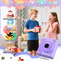Mini appareil photo instantané pour enfants avec zoom optique et flash intégré, appareil photo numérique HD 1080P pour enfants avec carte MicroSD