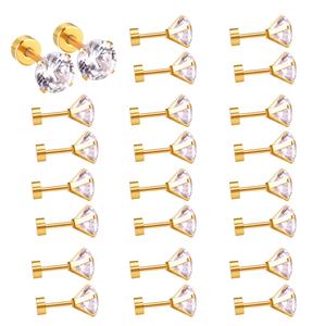 Boucles d'oreilles clous en acier inoxydable plaqué or 18 carats PVD, bijoux fantaisie en zircon et diamant, pour femmes, vente en gros - Product Image 1
