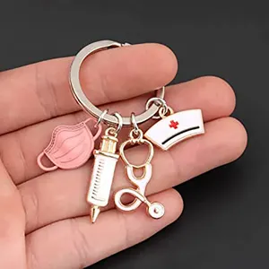 Gantungan kunci Anime pasangan promosi kustom pabrik gantungan kunci akrilik asisten dapat ditarik logam dalam jumlah besar gantungan kunci kosong perawat