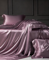 Literie en soie lilas pour hôtel de luxe Ensemble de 4 pièces 100% soie Durable et résistant à l'usure, prenant en charge les services de personnalisation du logo