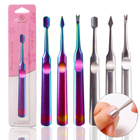 Kit d'outils de manucure européen double usage en acier pour soin des ongles, avec pousse-cuticules, lime à ongles et fourche à peaux mortes, finition mate antidérapante