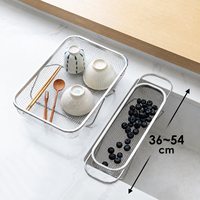 SHIMOYAMA Cesta coladora de malla para fregadero de cocina, para platos y frutas, de acero inoxidable 304, con asa expandible