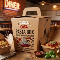 Boîte à pâtes, conteneur à nouilles italiennes, emballage en papier kraft jetable pour restaurants de pâtes