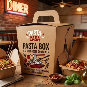 Boîte à pâtes, conteneur à nouilles italiennes, emballage en papier kraft jetable pour restaurants de pâtes - Product Image 2