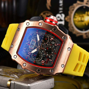 Reloj de Cuarzo Cronógrafo LILUOKE para Hombre, Esfera Tonneau, Reloj Deportivo de Pulsera con Correa de Silicona, Fecha Automática, Reloj Masculino - Product Image 2