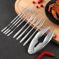 Couteau à huîtres en acier inoxydable avec manche en bois, pics à homard, fourchettes à crabe, casse-griffes, ensemble d'outils pour ouvrir les fruits de mer