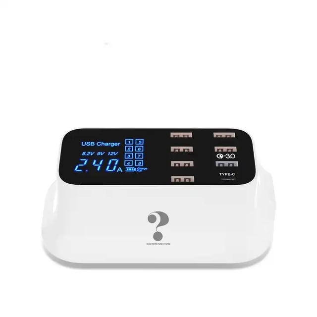 Multi USB Desktop Hub Wall Charger Station Quick 3.0 6-Port QC3.0/PD AC LED Display Smart Charger
