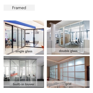 Cloison de bureau en verre avec cadre en aluminium, cloison de bureau insonorisée en verre, cloison de bureau pour <span class=keywords><strong>salle</strong></span> de réunion - Product Image 5