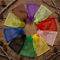 Sacs en tulle métallisé brillant en polyester de haute qualité personnalisés en gros avec cordon de serrage pour bijoux et présentoirs cadeaux en organza