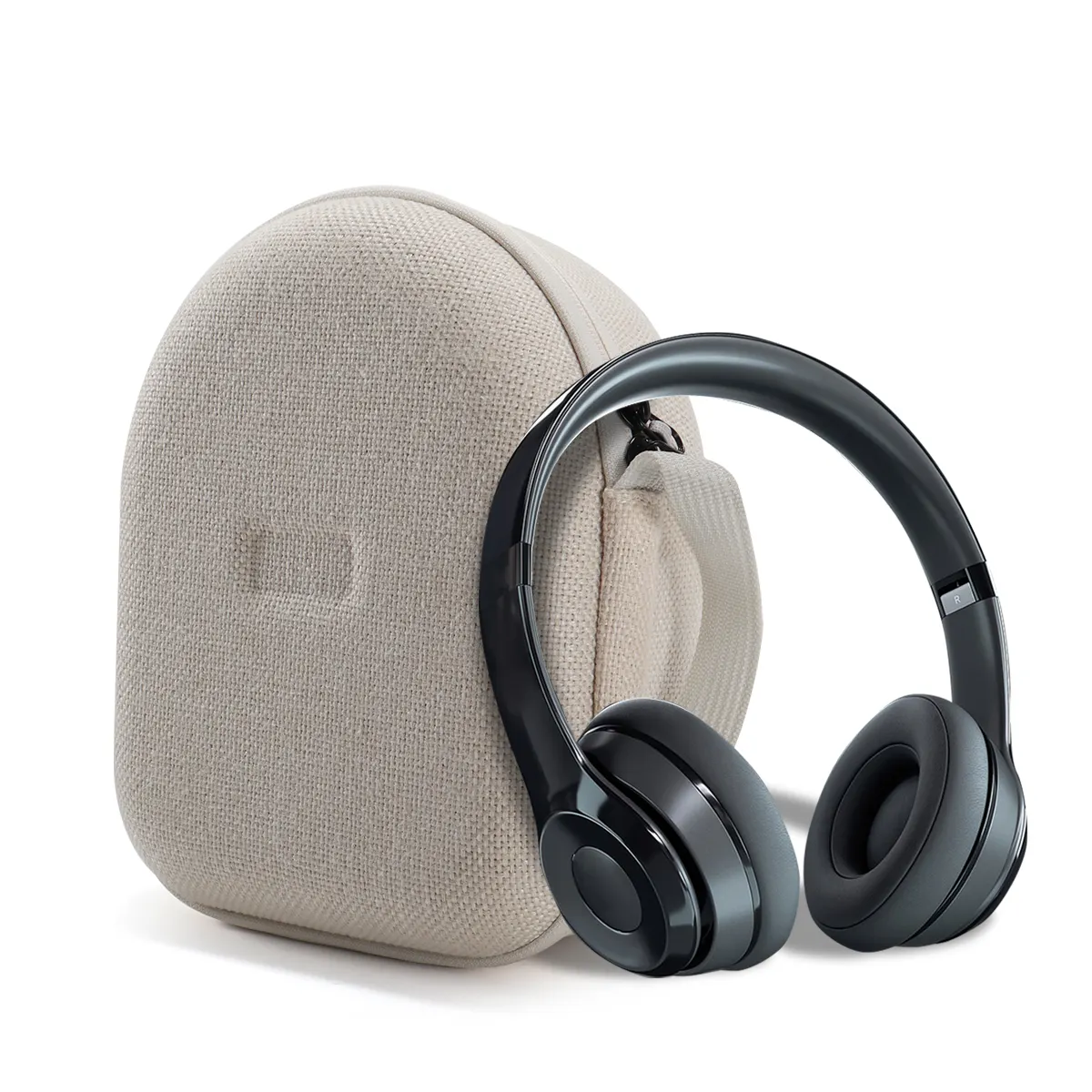 Capa de EVA para fones de ouvido sem fio personalizada com zíper, cabo de dados, bolsa rígida de nylon e acessórios
