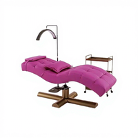 Table de massage et de soin esthétique moderne en similicuir rose, réglable et personnalisable, pour salon de beauté, spa, usage hôtelier, forme courbe en S