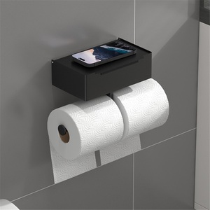 Zinc Alloy Wall-mounted Modern Design Punch-free <b>Tissue</b> Box Toilet Wipes Box Toilet Roll <b>Paper</b> Rack Mobile Phone Rack - Product Image 3