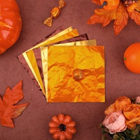 Papel cuadrado de piruleta para decoración, envoltorios de dulces, papel de aluminio para café, Chocolate y oro, embalaje de dulces de comida para otoño