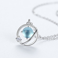 S925 argent Sterling Aurora pierres précieuses collier diamant doux planète collier ras du cou bijoux de mode colliers pour femmes