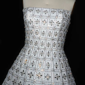 Splendido abito da sera senza spalline in cristallo di lusso Dubai bianco con mantello fluente per le donne matrimonio Paty Lsz545 - Product Image 4