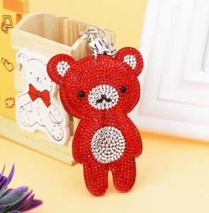 Portachiavi Orsetto Lussuoso con Strass, Glitter e Nappe, Ciondolo per Borsa Auto, Bambola Kawaii Diamantata per Autodifesa - Product Image 6