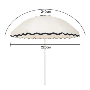 New Outdoor 7FT Aluminum Pole Luxury Fringed Beach Patio Umbrella Sun Parasol For Table Garden Swimming