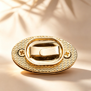 High Polished Gold Oval Metal Turn Lock Custom Zinc Alloy Twist Clasp Lock Hardware <b>Accessories</b> For Women Handbag <b>Purse</b> - Product Image 4