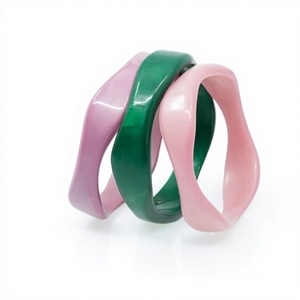 Irregular Resin Bangle Sculpture <b>Bracelet</b> Stylish Artistic Fashion Pink Green Colorful Minimalist Design Collectible Decor - Product Image 1