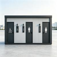 Toilettes mobiles haut de gamme économiseuses d'eau en acier galvanisé, préfabriquées, avec lavabo en céramique et lampe LED, pour écoles, parcs et ateliers