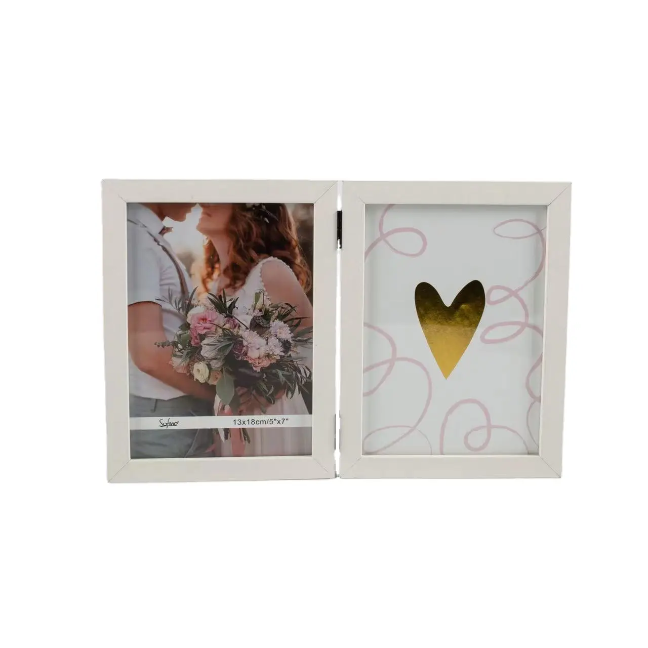 Sofine Love Bruiloft Familie Hout Collage 5X7 Dubbele Scharnierende Opvouwbare Fotolijsten