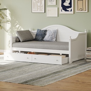 <b>Sofa</b> Bed With Storage Drawers White <b>Wooden</b> <b>Frame</b> Bedroom Living Room Furniture - Product Image 3