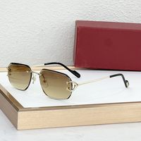 Lunettes de soleil de luxe carrées de créateur, sans monture, avec verres taillés en diamant et protection UV400, verres dégradés