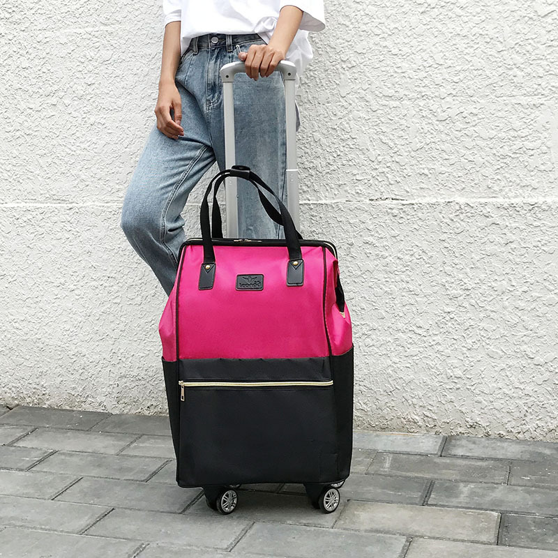 Rose red swivel wheel single trolley bag
