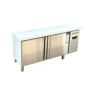 Table de travail professionnelle en acier inoxydable pour cuisine commerciale, avec <span class=keywords><strong>réfrigérateur</strong></span> à café et congélateur intégré - Product Image 1