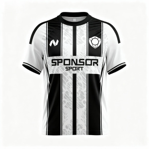 Maillot de football vintage à rayures personnalisé en sublimation pour hommes, polyester, coupe slim, maillot de football rétro, streetwear - Product Image 1